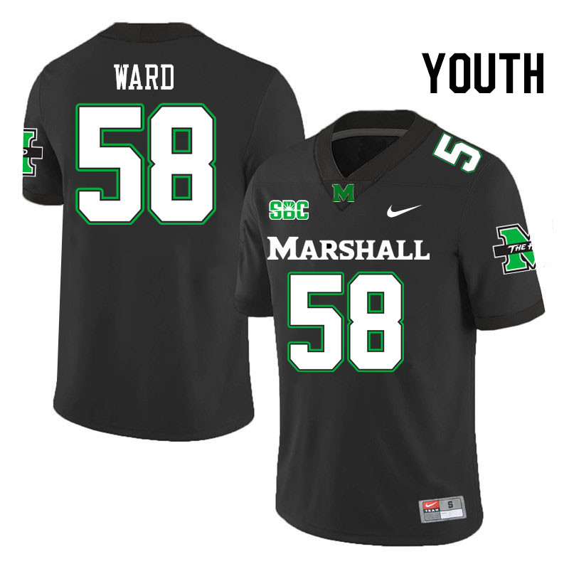 Youth #58 Braydin Ward Marshall Thundering Herd SBC Conference College Football Jerseys Stitched-Bla